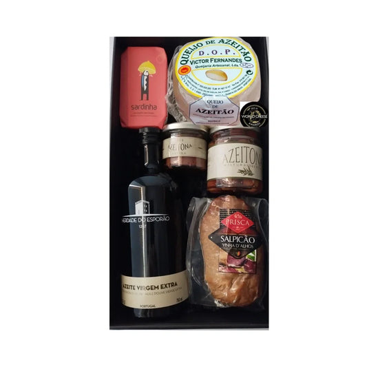 Cabaz Gourmet -Azeite_Queijoazeitao_Chourico_Sardinha