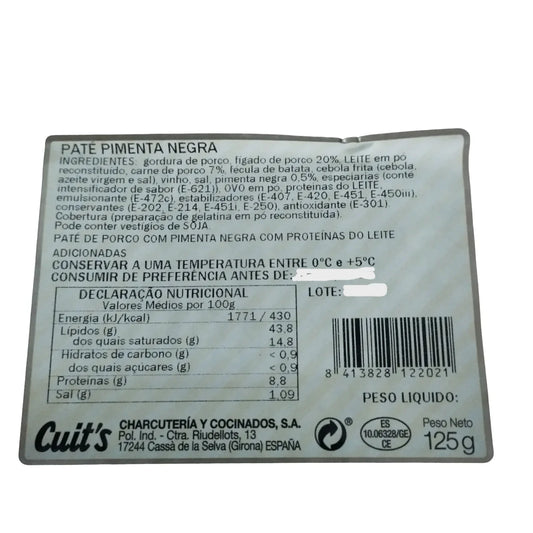 Paté Pimenta Negra- cuit´s - Gourmet de Seleção