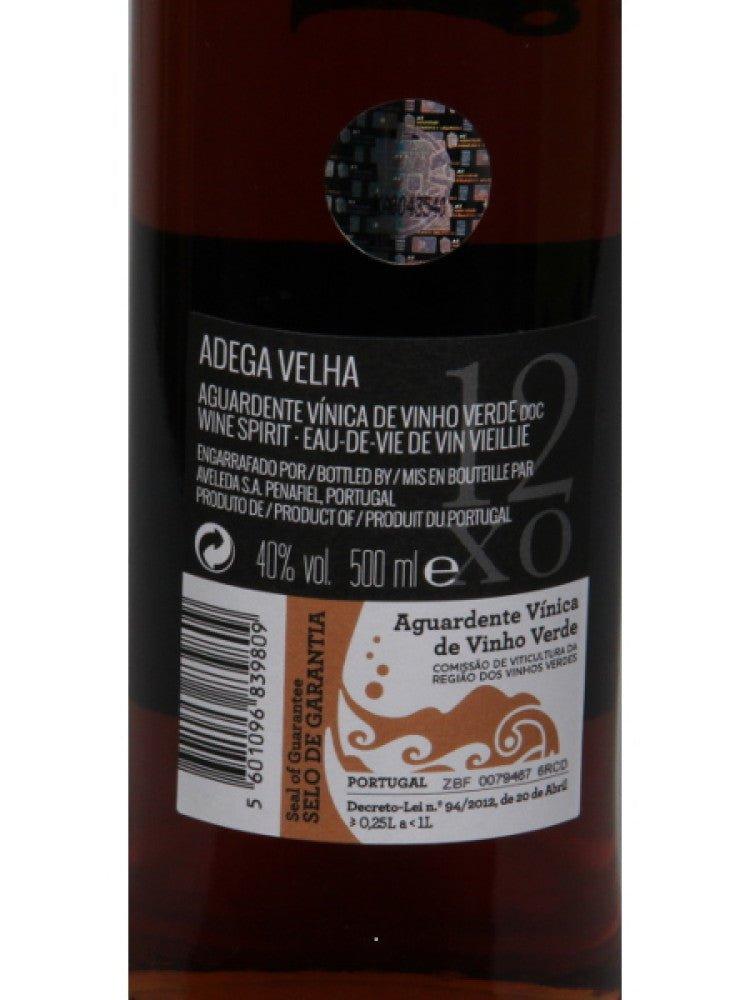 Adega Velha 40% wine spirit bottle, 500ml, Portuguese gourmet product with guarantee seal