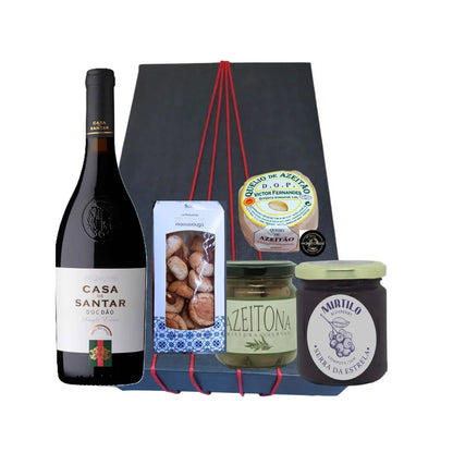 Cabaz Gourmet 7 - Vinho Tinto Casa de Santar e Queijo Azeitão — Presente que surpreende