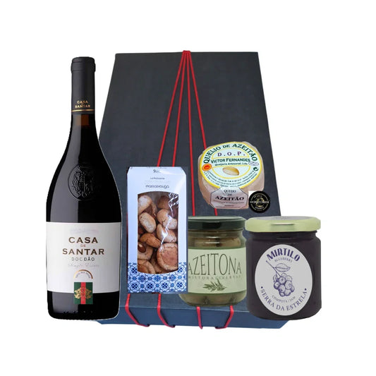 Cabaz Gourmet 7 - Vinho Tinto Casa de Santar e Queijo Azeitão — Presente que surpreende