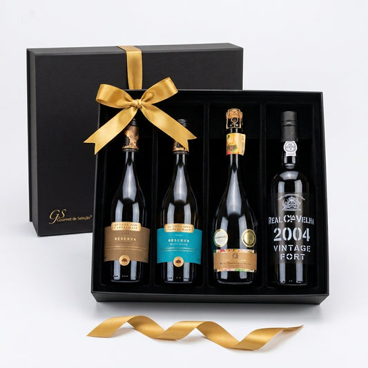 Caja regalo premium con Vinos Reserva Dão, Oporto y Espumoso
