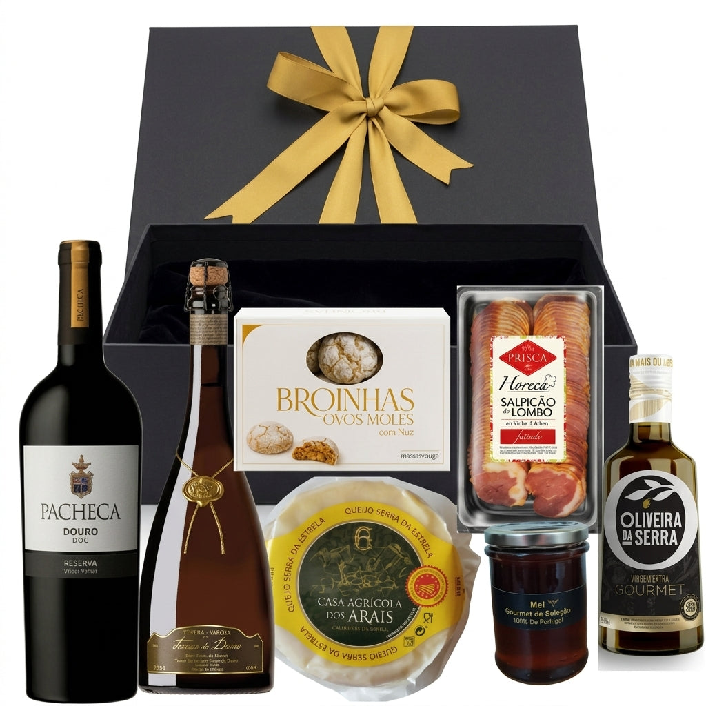Presente-gourmet-queijo-serra-da-estrela-vinho-douro