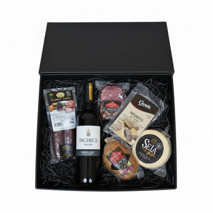 Cabaz Gourmet com ráfia preta