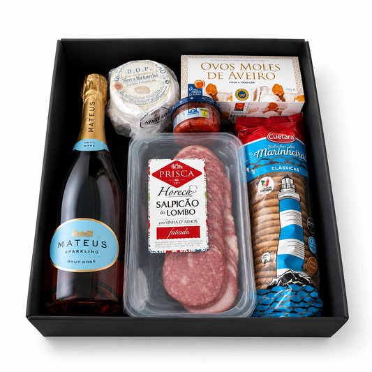 Cesta de Regalo - Espumante, Queso DOP y Ovos Moles