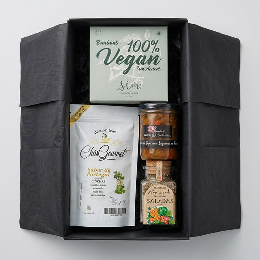 Cabaz Vegan Gourmet com Chocolate, Soja e Tisana